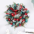 thumbnail image 3 of Dinheiro Corona navideña Guirnalda de invierno Corona artificial de 42 cm con cinta de bolas navideñas Decoraciones navideñas Corona de puerta delantera para decoración navideña de invierno, 3 of 5