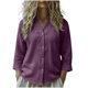 thumbnail image 1 of Camisas de Cuello de la Tripulación de Manga Corta para las Mujeres Lino Color Sólido V-Cuello Botón-Abajo Blusa, Manga Larga Top Casual para la Primavera Y el Verano, 1 of 5