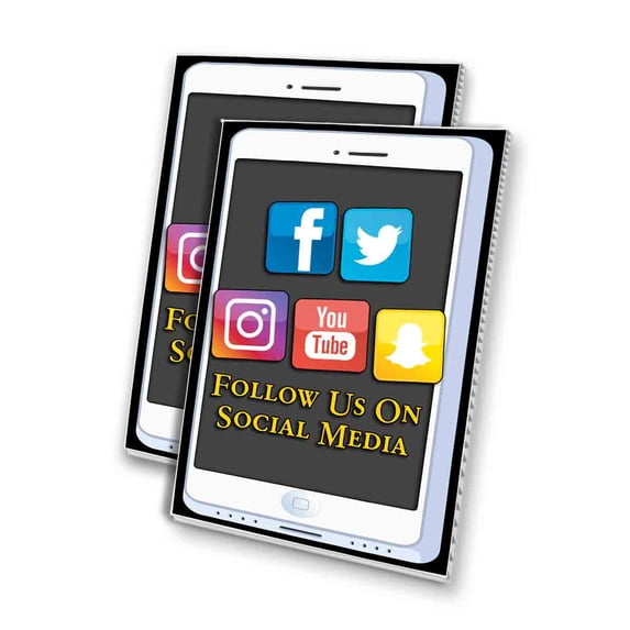 Follow Us On Social Media (24" X 36") 4mm Corrugated Plastic Panel, Graphics Applied To 1 Side (Pk of 2)