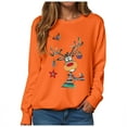 thumbnail image 6 of Towmus Christmas Sweatshirts for Women Cute Elk Print Graphic Sweatshirt Casual Long Sleeve Crewneck Pullover Tops, 6 of 6