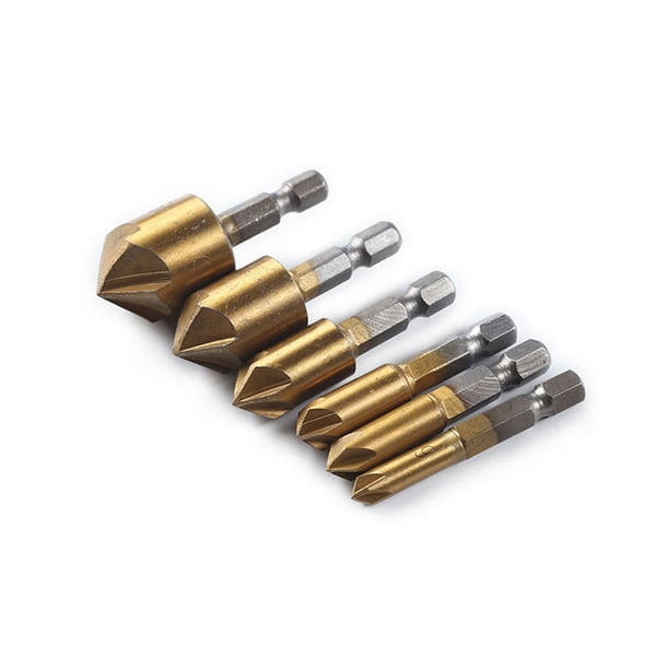 6 Pcs High speed Steel Single End Countersink Chamfer Tool