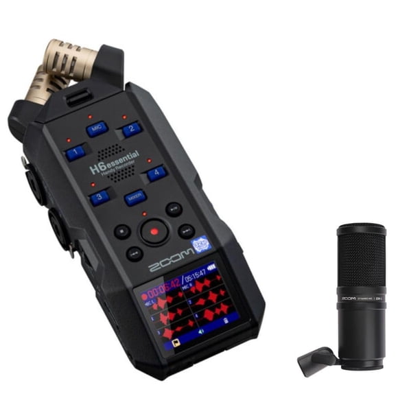 Grabador de audio portátil Zoom H6essential de 6 pistas con micrófono ZDM-1
