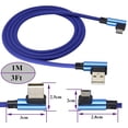 thumbnail image 2 of LAICAIW 3 Ft 90 Degree Micro USB Cable 90 Degree USB 2.0 A Male to USB 2.0 Micro Male Nylon-Braided Fast Sync & Charging Cord for Android Phone, Samsung, LG,Huawei, Smartphones & More(Blue/3-Pack), 2 of 7