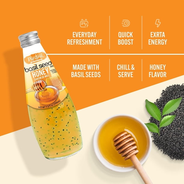 PARDESI Basil Seeds Juice Drink 9.8 FL OZ (290 mL) - Made with