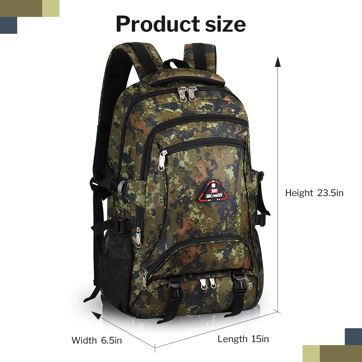 Camo Backpack for Adults, 40L Large Capacity Back Pack for Work Travel Hiking Outdoor, Army Green - BP8023