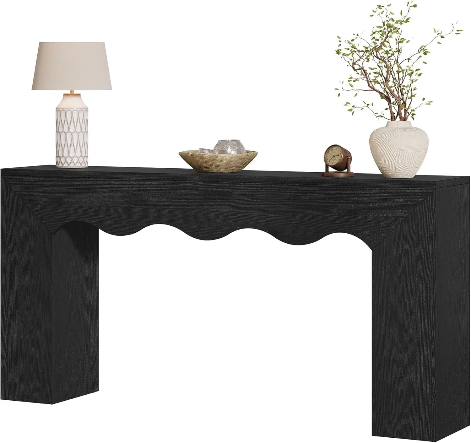 MAYEERTY 63" Wavy Edge Console Table, Modern Wooden Entryway Sofa Table with Storage, Narrow Accent Stand for Living Room, Hallway, Foyer