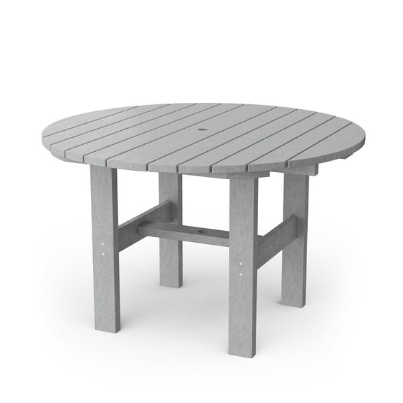 Wildridge Classic 46" Round Dining Table, Light Gray - Outdoor Weather Resistant Recycled Plastic Furniture for Patio