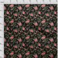 thumbnail image 3 of oneOone Organic Cotton Poplin Twill Fabric Watercolor Leaves & Peony Floral_Printed Craft Fabric BTY 42 Inch Wide, 3 of 4