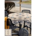 thumbnail image 5 of Outdoor Tablecloths with Umbrella Hole & Zipper, Boho Geometric 60x60 Inch Square Tablecloths, Retro Rustic Chic Ethnic Abstract Patterned Waterproof Table Cloth, Patio/Pool/Picnic Table Covers, 5 of 8