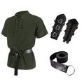 thumbnail image 3 of piezas de blusa renacentista para hombre, traje de cosplay vikingo medieval con protector de brazos de piel sintética, camisas vikingas, traje de fiesta de carnaval de Halloween, 3 of 5