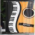 thumbnail image 4 of Ambesonne Music Shower Curtain, Piano Keys Wave and Guitar, 69"Wx84"L, Charcoal Grey Orange, 4 of 5