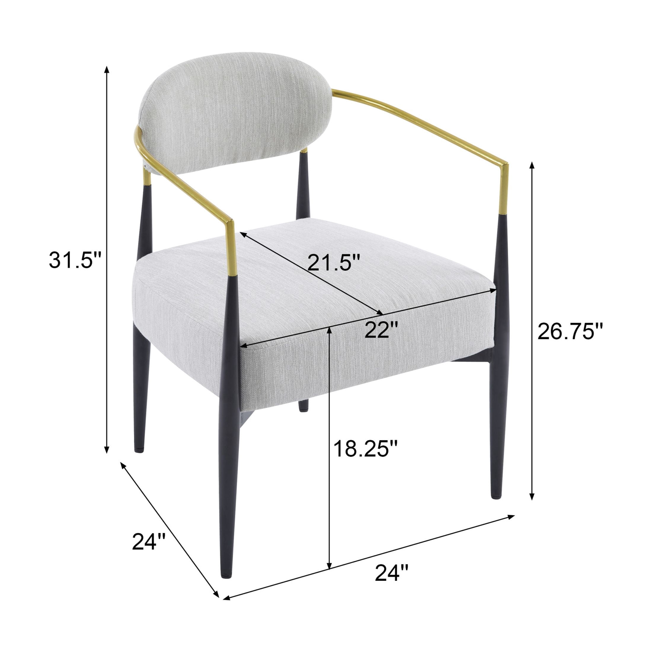 Christopher Knight Home Mid-Century Modern Upholstered Accent Armchair with Metal Legs, Beige+Black+Gold, Set of 2