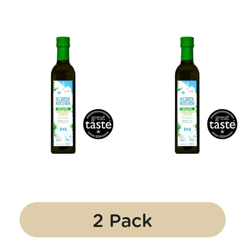 The Greek Kitchen Organic Unfiltered Extra Virgin Olive Oil 500ml, British Import (Pack of 2)