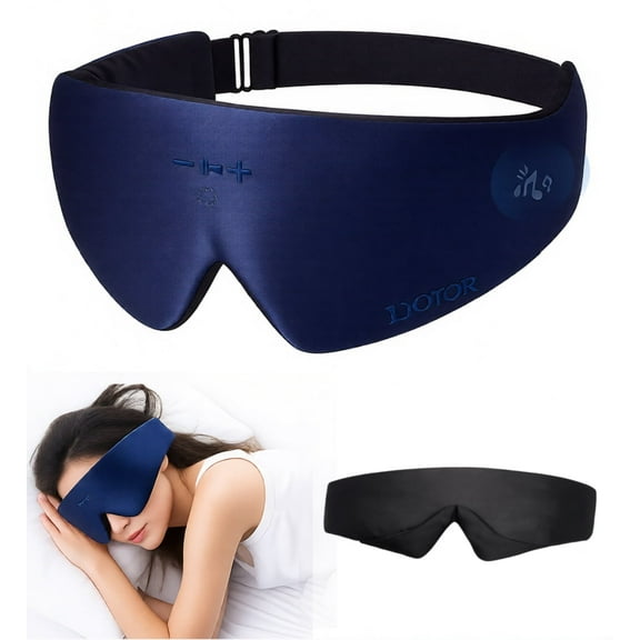 FACEMOON Wireless Bluetooth 5.2 Sleep Mask Headphones 3D Eye Mask Light Blocking Timer 14 Hours Battery