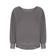 thumbnail image 2 of Cotton Tshirts for Women, Titcea Solid Color Crew Neck Long Sleeve Shirts, Loose Comfy Lightweight Casual Tops, 2 of 5