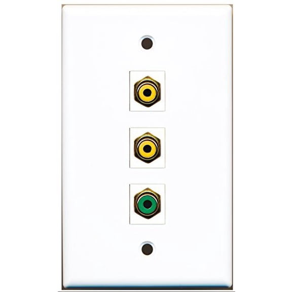 RiteAV - 2 Port RCA Yellow and 1 Port RCA Green Wall Plate