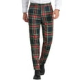 thumbnail image 1 of Pantalones de traje clásicos de ajuste regular de cuadros para hombre Inspire Chic, con frente plano y cintura elástica, 36 Rojo Marino, 1 of 7
