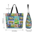 thumbnail image 5 of Pofeuu Construction Machinery Print Reusable Grocery Bags - Washable, Foldable, Packable Tote, Large Handles, Heavy Duty, Zippered Top Pouch, 5 of 8
