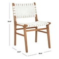 SAFAVIEH Taika Woven Leather Dining Chair, White/Natural, Set of 2