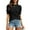 Black, variant on Womens Summer Short Sleeve Knit Tops Puff Solid Color Pullover Sweater Casual Crew Neck Blouses Tops