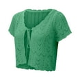 thumbnail image 6 of Lixiuxyad Womens Open Front Cardigan Breathable Lace Knit Summer Beach Cover Up For Lightweight Short Sleeve Open Front Cardigan,Green, 6 of 6