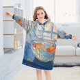 thumbnail image 5 of FORMRS Wearable Blanket Hoodie with Sleeves for Kids Cozy Flannel Sweatshirt, Blue Goldfish, 5 of 7