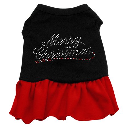 Xs Harness Dress - Merry Christmas Rhinestone Dress Black with Red XS (8)