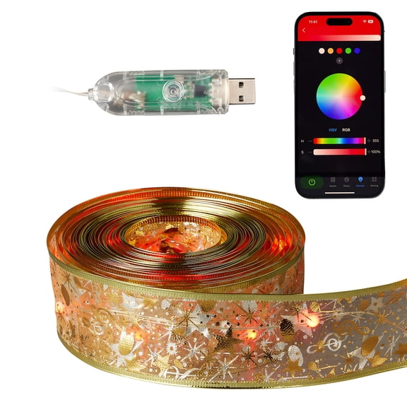 Vivvi App Based Gold Ribbon, 32.8' 50 LEDs