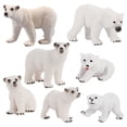 thumbnail image 1 of Figuras realistas de oso ártico, modelo de juguete, adorno para tarta, animal salvaje de plástico 7 piezas, 1 of 9