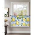 thumbnail image 2 of Sheer Curtains 54 Inch Length 2 Panels Set for Kitchen, Yellow Lemon Semi Sheer Curtains for Windows, Botanical Spring Leaves Abstract Blue Tile Voile Window Treatments Rod Pocket Curtain, 2 of 7