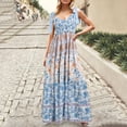 thumbnail image 2 of Youmylove Women's Summer 2025 Maxi Dress Flowy Smocked Maxi Dress Sleeveless Tie Shoulder Boho Dresses Floral Beach Sundress Vacation Sundresses, 2 of 9
