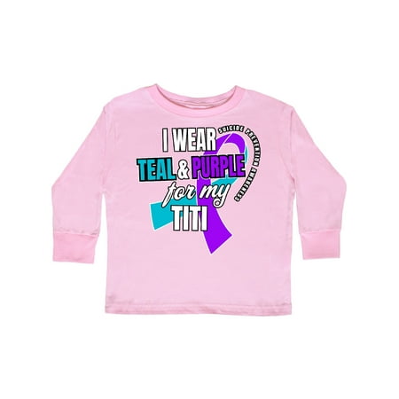 

Inktastic Suicide Prevention I Wear Teal and Purple for My Titi Gift Toddler Boy or Toddler Girl Long Sleeve T-Shirt