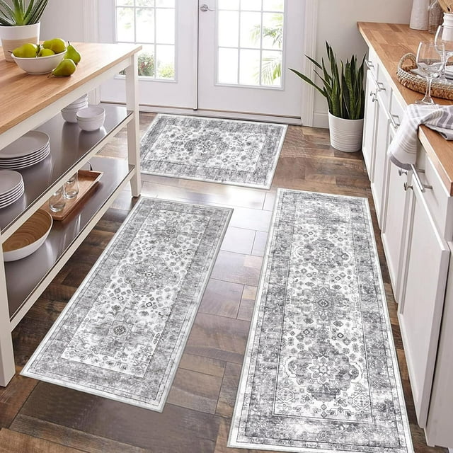 Farmhouse Kitchen Rugs Sets of Kitchen Runner Rugs Non Slip Washable Boho Kitchen Mats for Floor Indoor Door Mat Entrance Laundry Room Rug Vintage Kitchen Floor Mat Carpet Runner