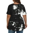 thumbnail image 4 of Sexlip Womens Short Sleeve V Neck Blouse Abstract Print Design Soft Fabric Relaxed Silhouette for Casual Outings Black XL, 4 of 6
