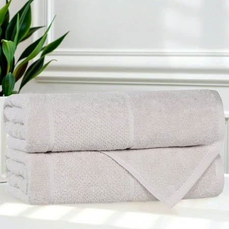 Superior Mile Smart Twist Cotton Medium Weight Bath Towels, Set of 2, Silver