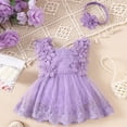 thumbnail image 2 of Baby Onesies Girl Baby Girl Lace Edge Mesh Romper Puffy Skirt Headband 2-Piece Flower Climbing Set 0-18 Months, 2 of 6