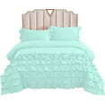 thumbnail image 3 of DNG Creations 5 Piece Vintage Ruffle Duvet Cover 100% Egyptian Cotton, 800 Threads Count - With Zipper & Corner Ties ( Full/Queen - Solid Auqa Blue ), 3 of 7