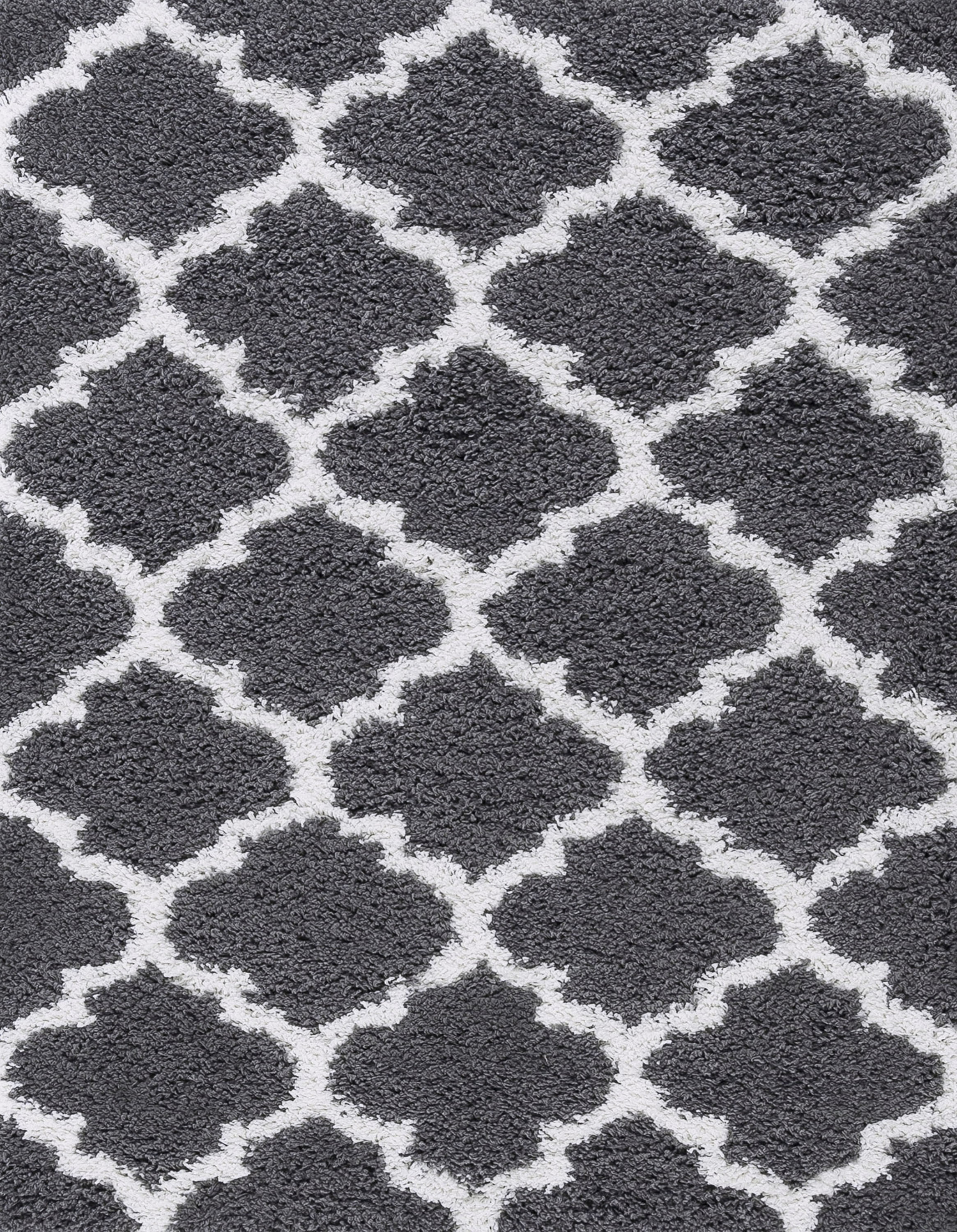 Jersey Shag Transitional Geometric Gray and White Polypropylene Indoor Area Rug, 4'x6' Rectangle