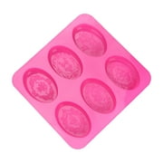 TERGAYEE Silicone Oval Soap Molds,6-Cavities DIY Handmade Soap Mold with Mixed Flower Patterns for Milk Soap,Silicone Mold for Soap Making