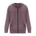 thumbnail image 5 of XIAONU Womens Hoodies Basic Long Sleeve Zip Up Hooded Sweatshirt With Pockets Solid Color Baggy Fit Pleasure Minimalist Hoodie, 5 of 5