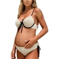 thumbnail image 4 of Gyexs Maternity Bikini Sets Color Block Two Piece Swimsuit V Neck Bathing Suit Swimwear #04 Beige, Size L, 4 of 6