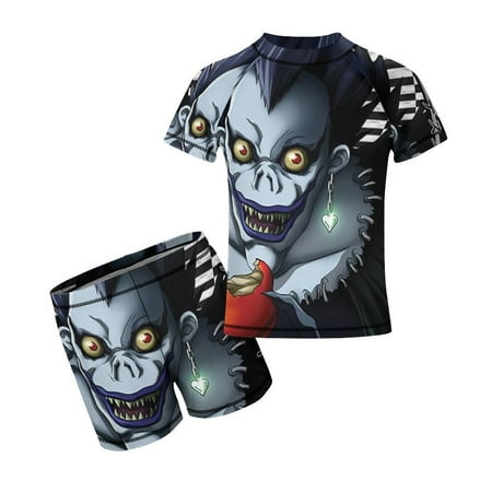 Death Note Anime Shinigami Boy s Swimsuit Short Sleeve T Shirt Swim Trunks Shorts Swimwear Summer Kid s Two Pieces Split Rash Guard Bathing Suit Set