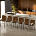 thumbnail image 3 of DONICK Counter Height Bar Stools Upholstered PU Metal Legs Kitchen Island Stools(Brown,Set of 6), 3 of 9