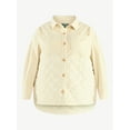 thumbnail image 6 of Terra & Sky Women's Plus Size Quilt Mix Button Front Shacket with Long Sleeves, Sizes 1X-5X, 6 of 6