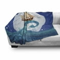 thumbnail image 3 of Moon Soft Flannel Fleece Blanket, Old Ship with Tempest Riding the Waves Full Moon and Stars Marine Cartoon Style, Cozy Plush for Indoor and Outdoor Use, 70" x 90", Blue Brown White, by Ambesonne, 3 of 6