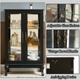 thumbnail image 4 of 43"H Lighted Display Curio Cabinet, 3-Tier Glass Accent Storage Cabinet Curio Showcase w/ 2 Doors & Adjustable Shelves, Wine Artwork Storage Rack w/ Mirrored Back Panel for Living Room, 4 of 9