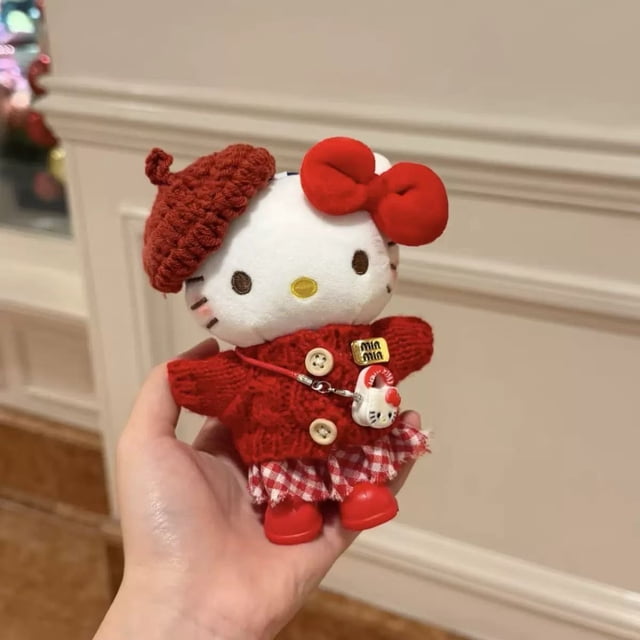 hello Cartoon Red Glasses Apron Keychain Plush Toy Backpack Doll Plush Keychain for Women Style 8