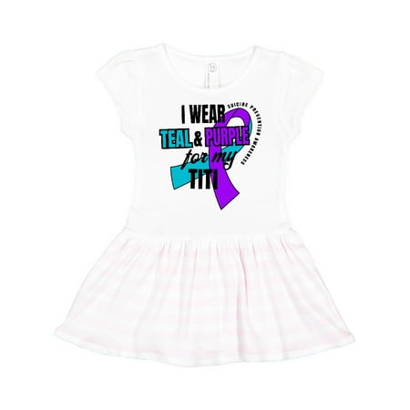 

Inktastic Suicide Prevention I Wear Teal and Purple for My Titi Gift Toddler Girl Dress