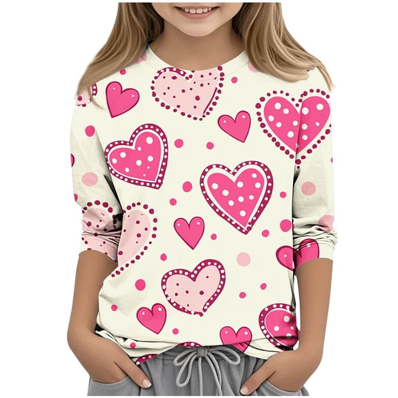 Avtoify Kids Long Sleeve Shirts Children's Print 3/4 Sleeve /Three Quarter Round Neck Bottom Shirt and Top for Kids