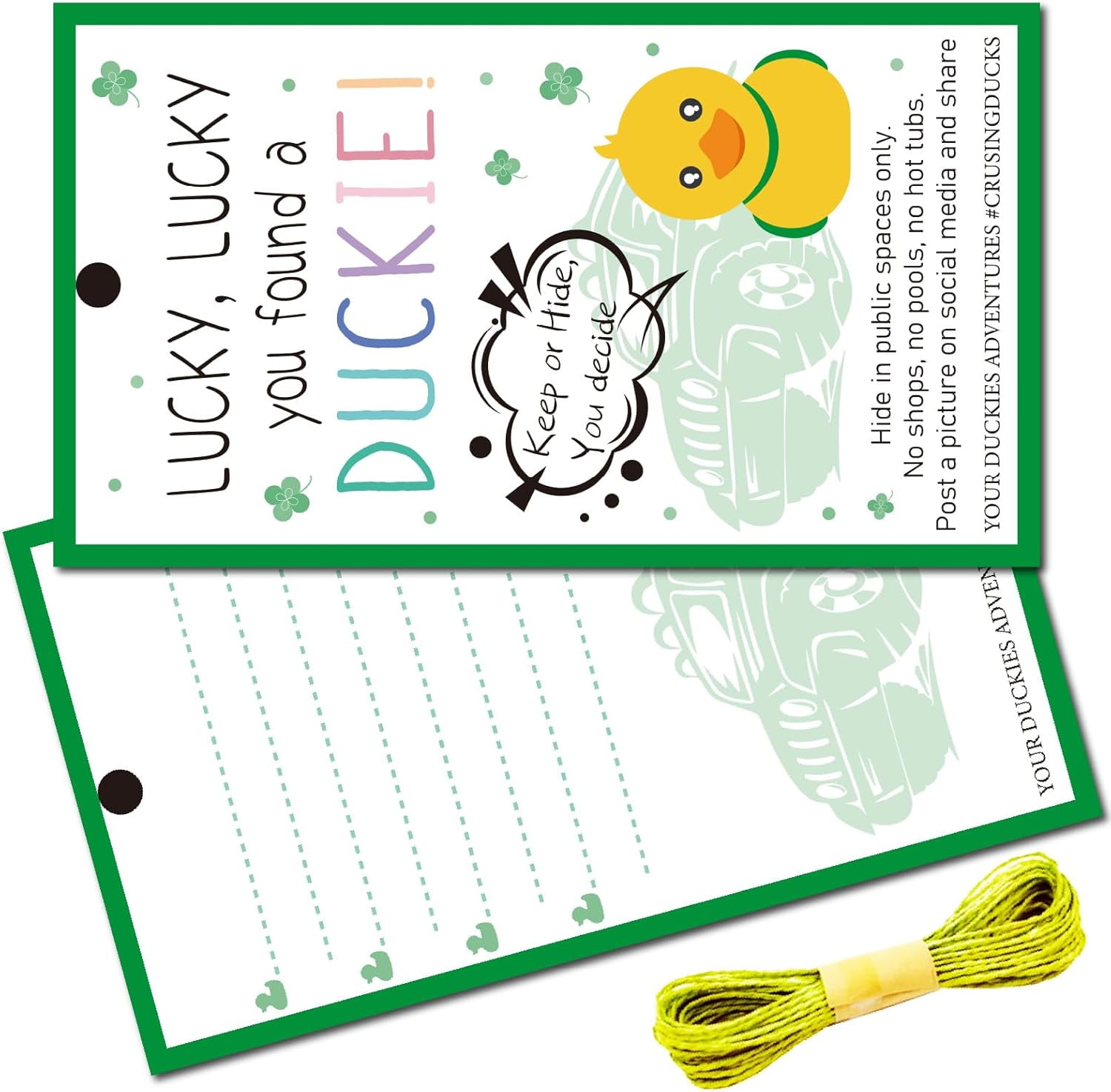 “You’ve Been Ducked” Cards – 50-Pack Duck Duck Jeep Game Tags, Hot Pink Design
